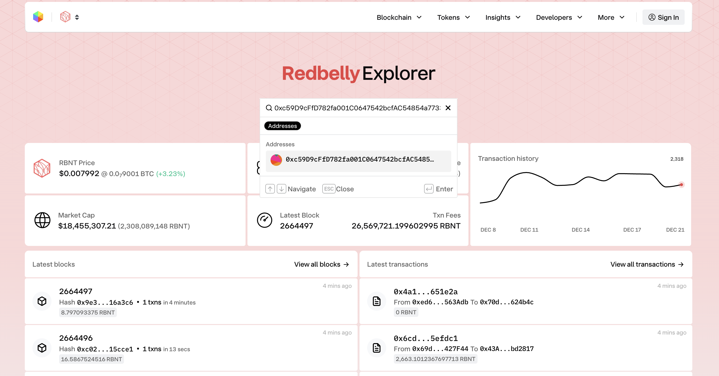 Routescan contract page